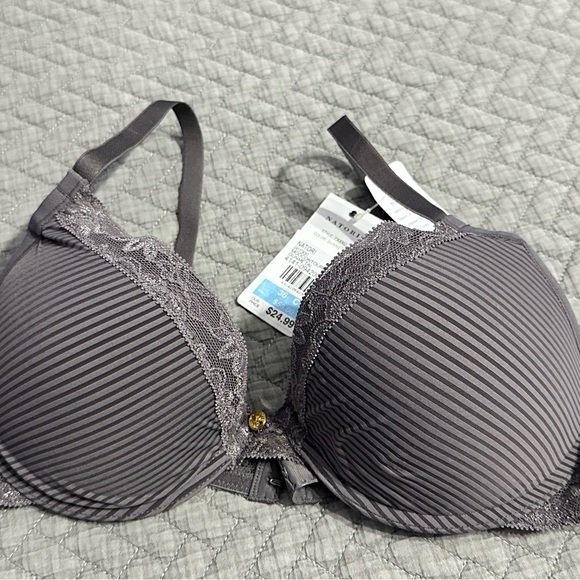 Natori Charcoal Striped Lace Bra - Picture 1 of 1